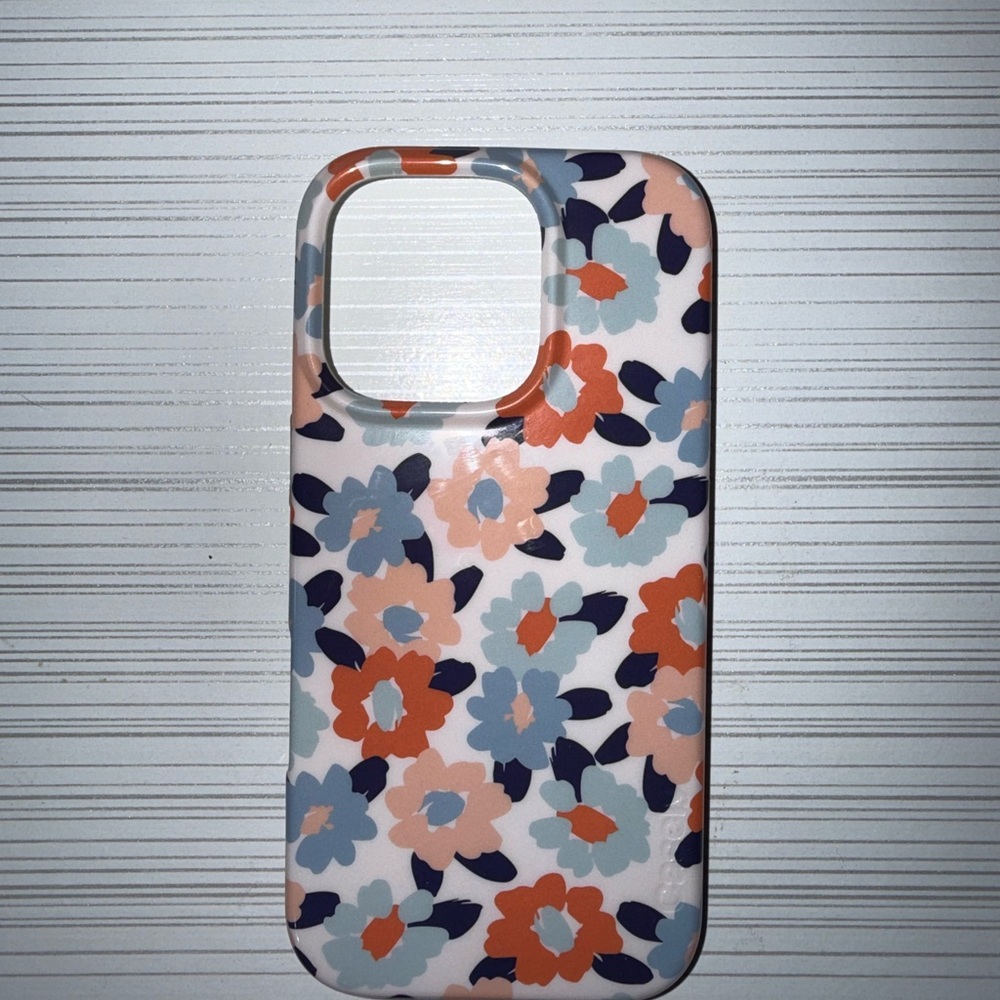 Floral Design Phone Case - Orange, Blue, Black